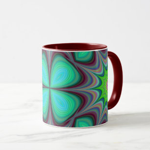 Caneca Retro Boho Hippie Green Clover Psicedelic Mandala