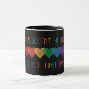 Caneca Retro Cardíaco LGBT Ser Um Humano Decente Não É Qu