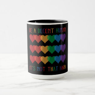 Caneca Retro Cardíaco LGBT Ser Um Humano Decente Não É Qu