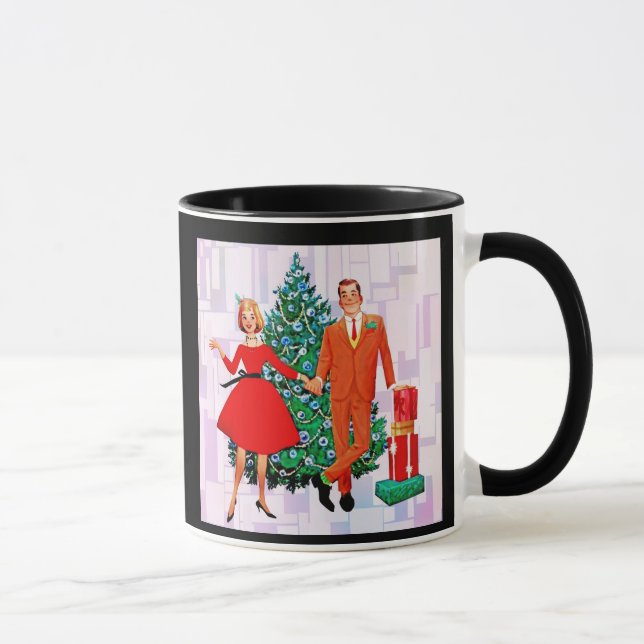 Caneca RETRO CASAL 1950's CHRISTMAS COFFEE MUG (Direita)