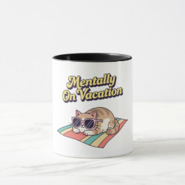 Caneca Retro Cat Vacation Brain Color Inside Mug