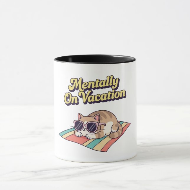 Caneca Retro Cat Vacation Brain Color Inside Mug (Centro)