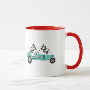 Caneca retro da criança do carro de competência do