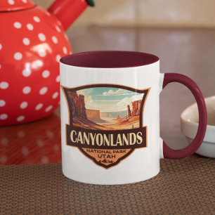 Caneca Retro de Ilustração do Parque Nacional Canyonlands