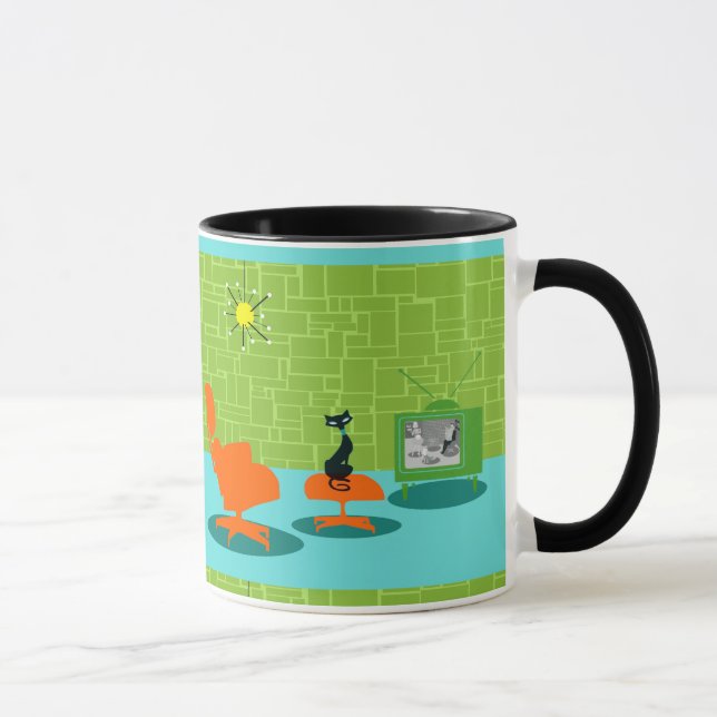 Caneca retro do gatinho da era espacial (Direita)