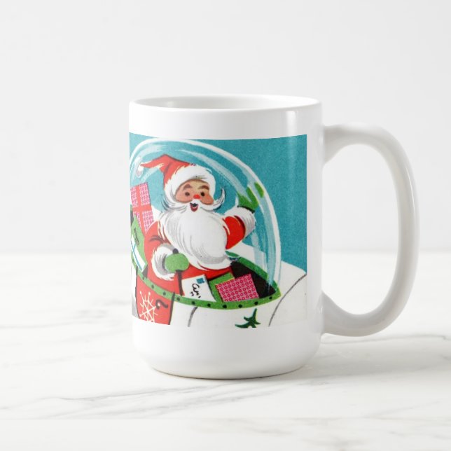 Caneca retro do Natal do papai noel da nave (Direita)