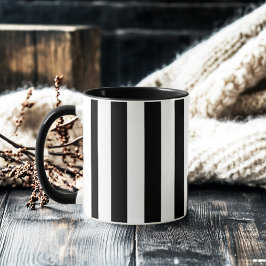 Caneca Retro Elegant Black and White Stripe