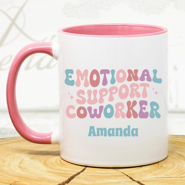 Caneca Retro emotional support Coworker funny custom (Criador carregado)