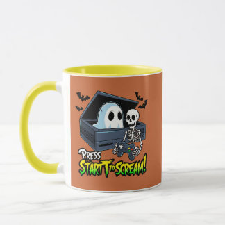 Caneca Rétro Gaming Halloween - Humour Squelette Console
