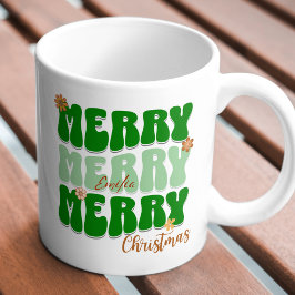 Caneca Retro Groovy Green - Nome do Boho de Natal Feliz