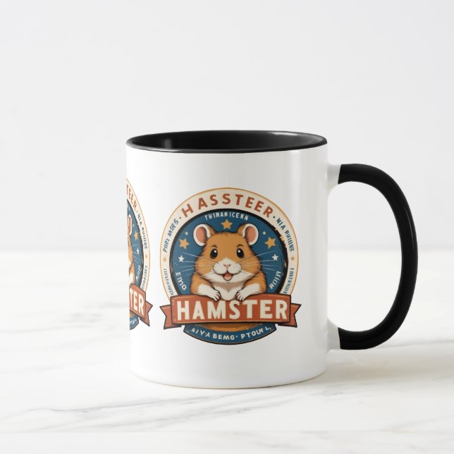 Caneca Retro Hamster Rings Emblem Art (Direita)