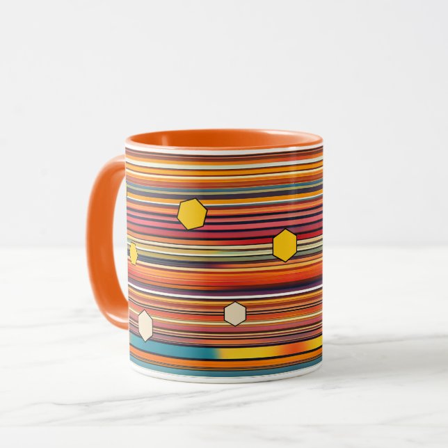 Caneca Retro Hexágono Escórias De Café | Honeycomb (Frente Esquerda)