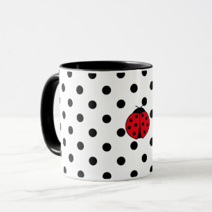 Caneca Retro-Ladybugs e bolinhas