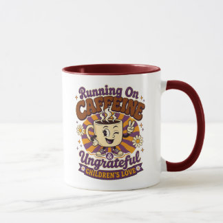 Caneca Retro Mãe Funcionando Com Cafeína Filhos In
