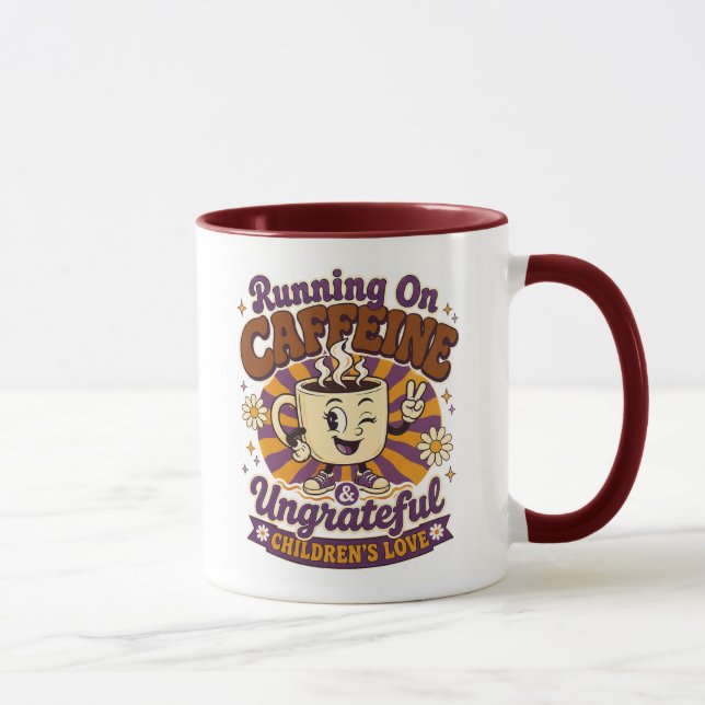 Caneca Retro Mãe Funcionando Com Cafeína Filhos In (Direita)