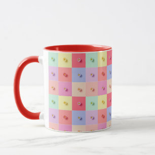 Caneca Rétro margarida Vermelho Rosa Azul padrão de Flore