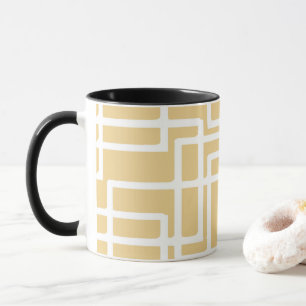 Caneca Retro Moderno Retângulos Brancos em Camelo