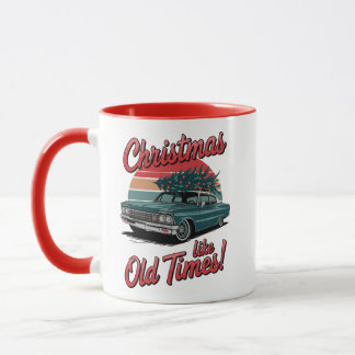 Caneca Retro Natal Carro – Férias de Antigos Tempos