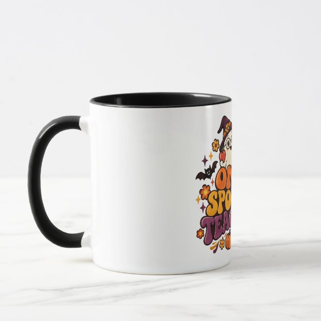 Caneca Retro One Spooky Teacher Groovy Halloween (Esquerda)