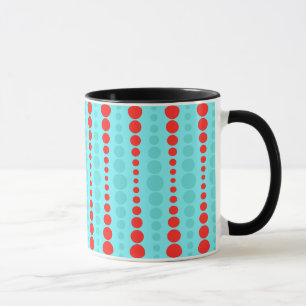 Caneca Retro Red and Turquoise Dots Ringer Mug
