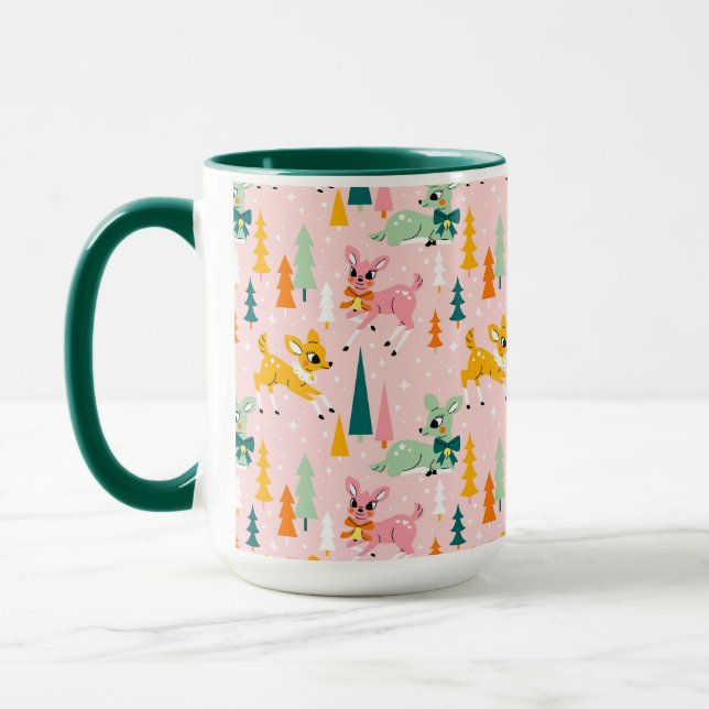 Caneca Retro Reindeer Wonderland Holiday Patterno (Esquerda)