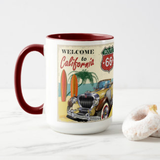 Caneca Retro Route 66 "Bem-vindo à Califórnia" poster,