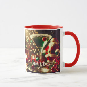 Caneca Retro Santa de Natal dos anos 50 Martini Verde