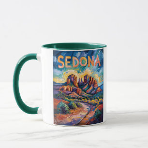 Caneca Retro Sedona Arizona Viagem Van Gogh Arte Paisagem