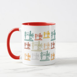 Caneca Retro Vintage Sewing Machines Pattern -Sewing Gift