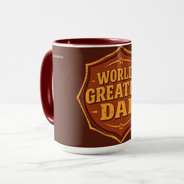 Caneca Retro World's Greatest Dad Badge Mug | Customizabl (Frente Esquerda)
