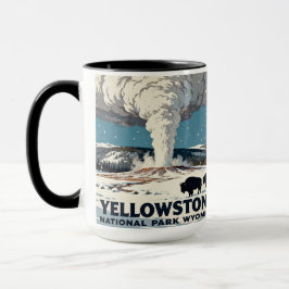 Caneca Retro Yellowstone National Park Bison Gift