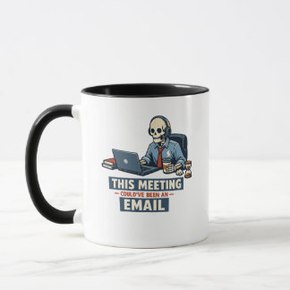 Caneca Reunião Sobrevivente Esqueleto | Humor Divertido d