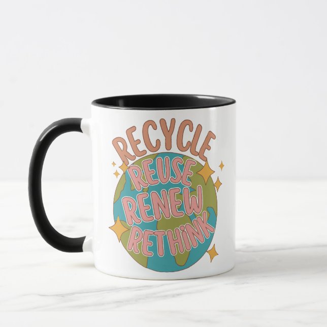 Caneca Reuso do reciclar Renovar repensar (Esquerda)