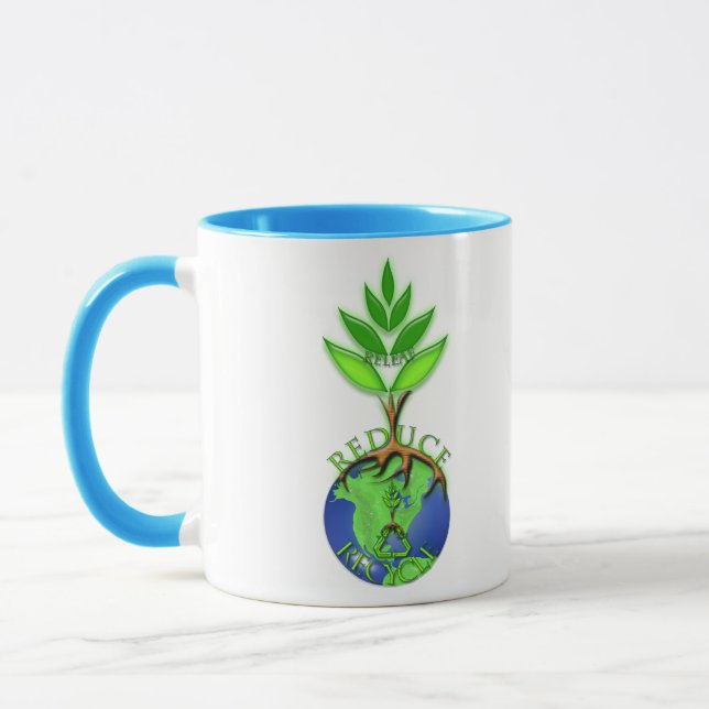 Caneca Reutilizar Reduzir Reciclar Árvore Terra Globo (Esquerda)