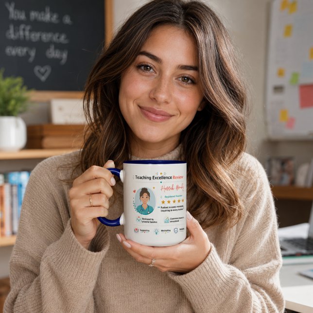 Caneca Revisão Colorida de Excelência de Ensino do Profes (Colorful Teaching Excellence Teacher Review Mug
)