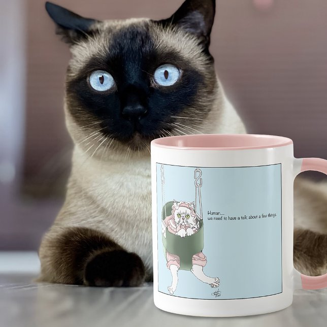 Caneca Revisão Divertida de Desempenho de Pai de Gato Hum (Criador carregado)