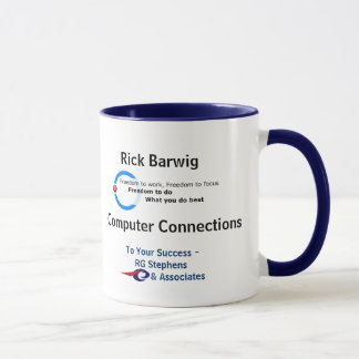 Caneca rgs-logotipo, logotipo com slogan, rick Barwig, a