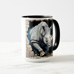 Caneca Rhino passando por uma parede