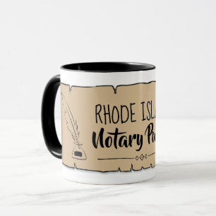 Caneca Rhode Island Notary Public Scroll Feather Quill