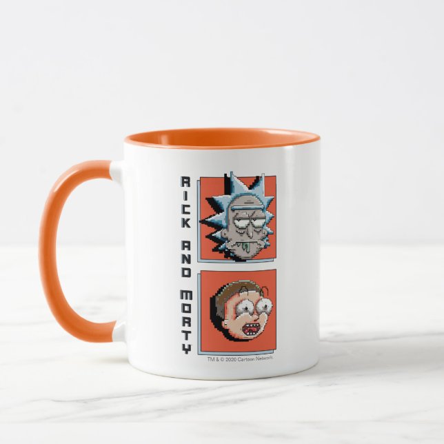 Caneca Rick Pixelverse e gráfico do painel Morty (Esquerda)
