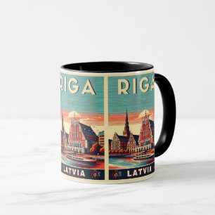 Caneca Riga City, Letónia, presentes de vintagem na cultu