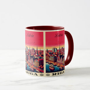 Caneca Riga City, Letónia, presentes de vintagem na cultu