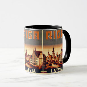 Caneca Riga City, Letónia, presentes de vintagem na cultu