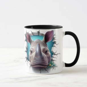 Caneca Rino saindo de uma parede rachada