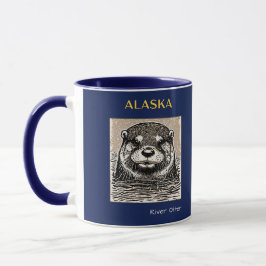 Caneca Rio Alaska - Otter Portrait Azul e Dourado