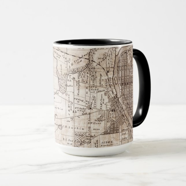 Caneca Rio Elgin Illinois 1870 Plat Map Fox (Frente Esquerda)
