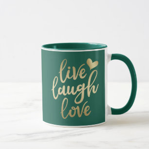 Caneca Rir ao Vivo Amor Falso Dourado Que Lhe Lança Verde