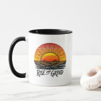 Caneca Rise e Grind | Engraçado Café Mug