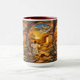 Caneca Risen Jesus Empty Tomb 3D Papercut Easter Combo