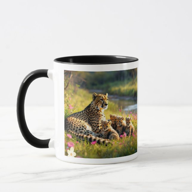Caneca "Riverbank Serenity with Cheetahs" (Esquerda)